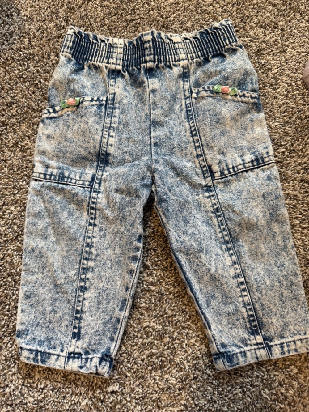 Vintage Toddler Acid-Wash Denim Jogger Pants - Blue